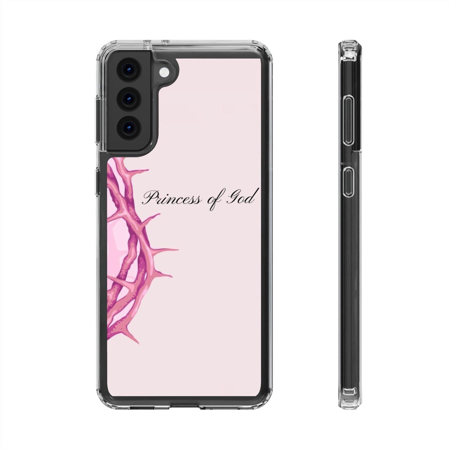 Phone Case — "Princess of God" Pink Crown of Thorns Clear Impact-Resistant Case