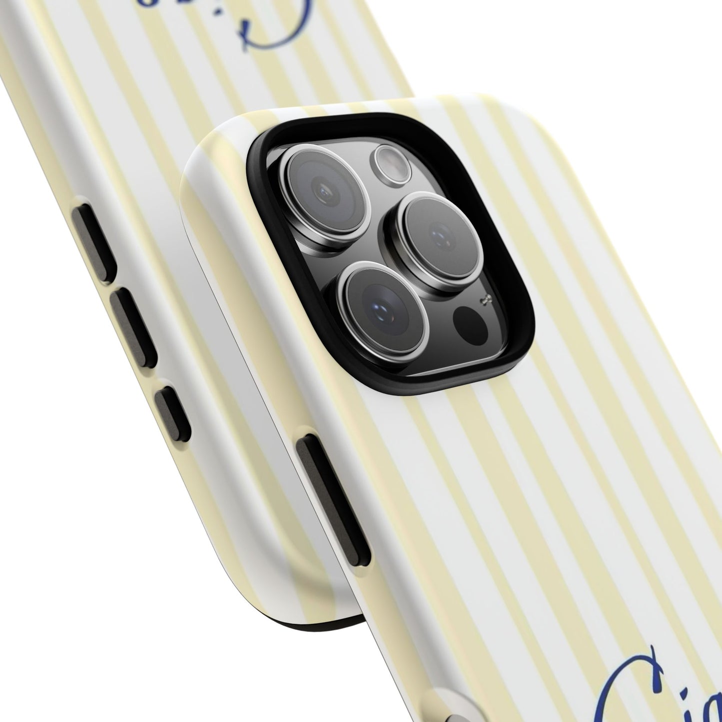 Ciao Bella Phone Case – Striped Elegant Italian Script Protective Cover