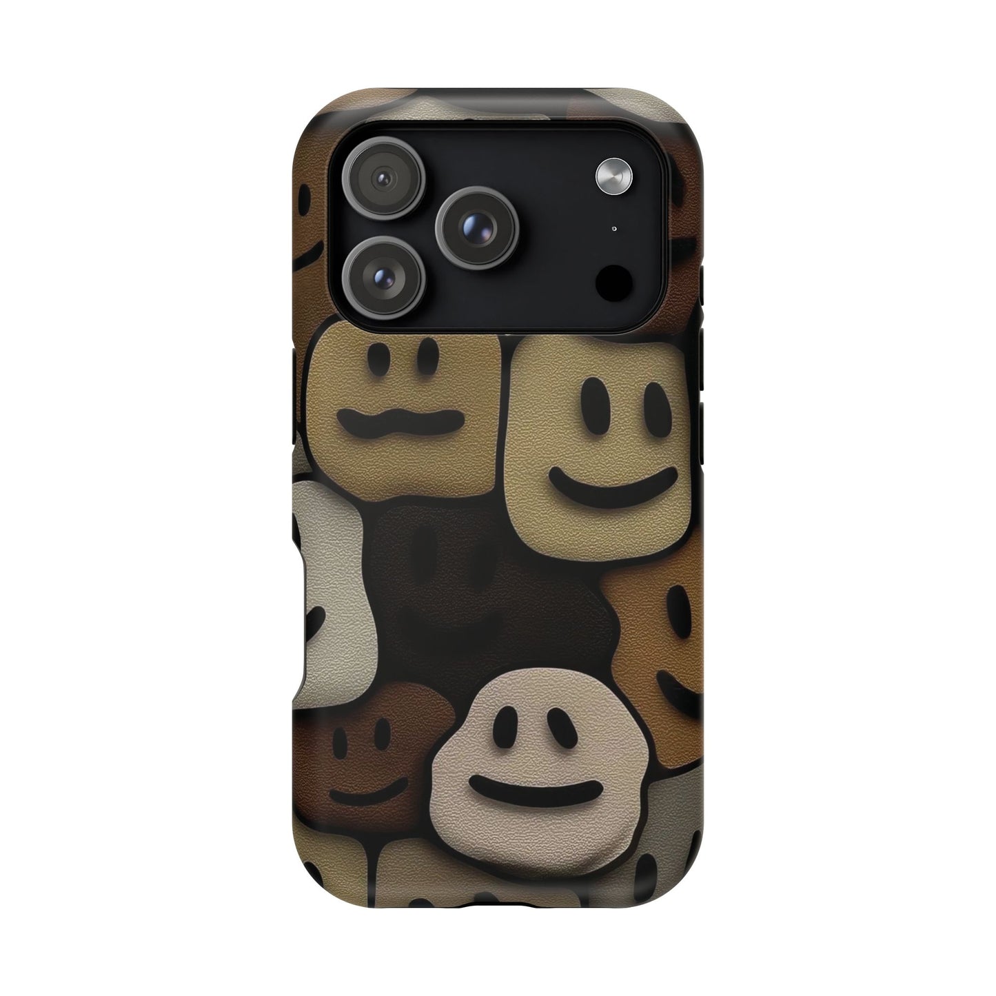 Magnetic Impact-Resistant Case — Brown Smiley Tile Phone Cover