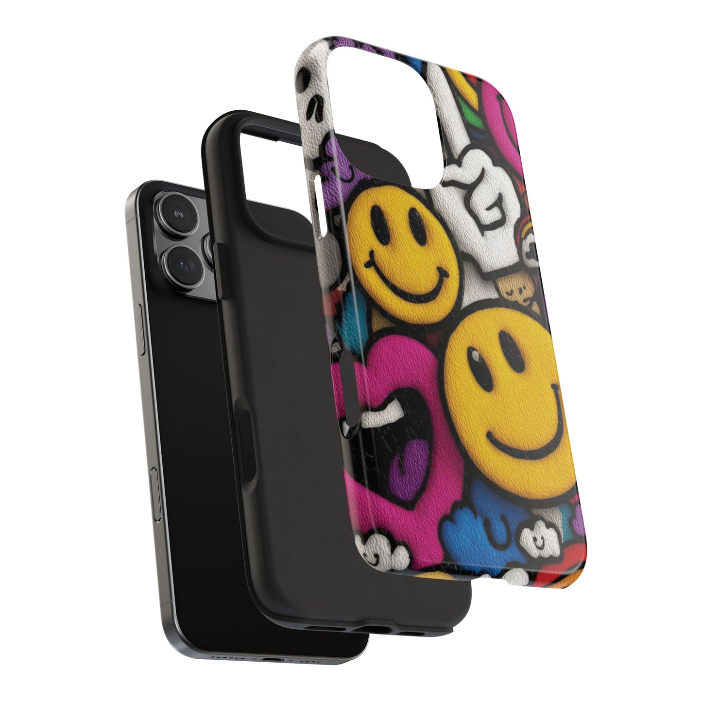 Smiley Graffiti Tough Phone Case – Colorful Urban Art Protection