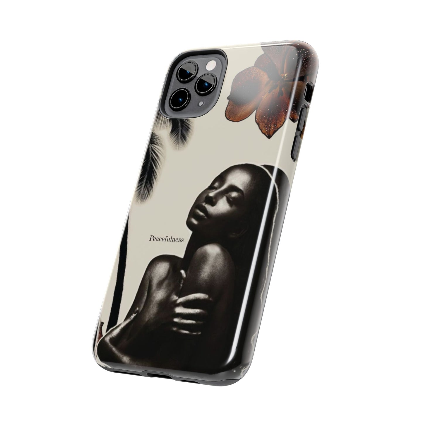 Tough Phone Case — "Peacefulness" Artistic Black Woman Floral Design