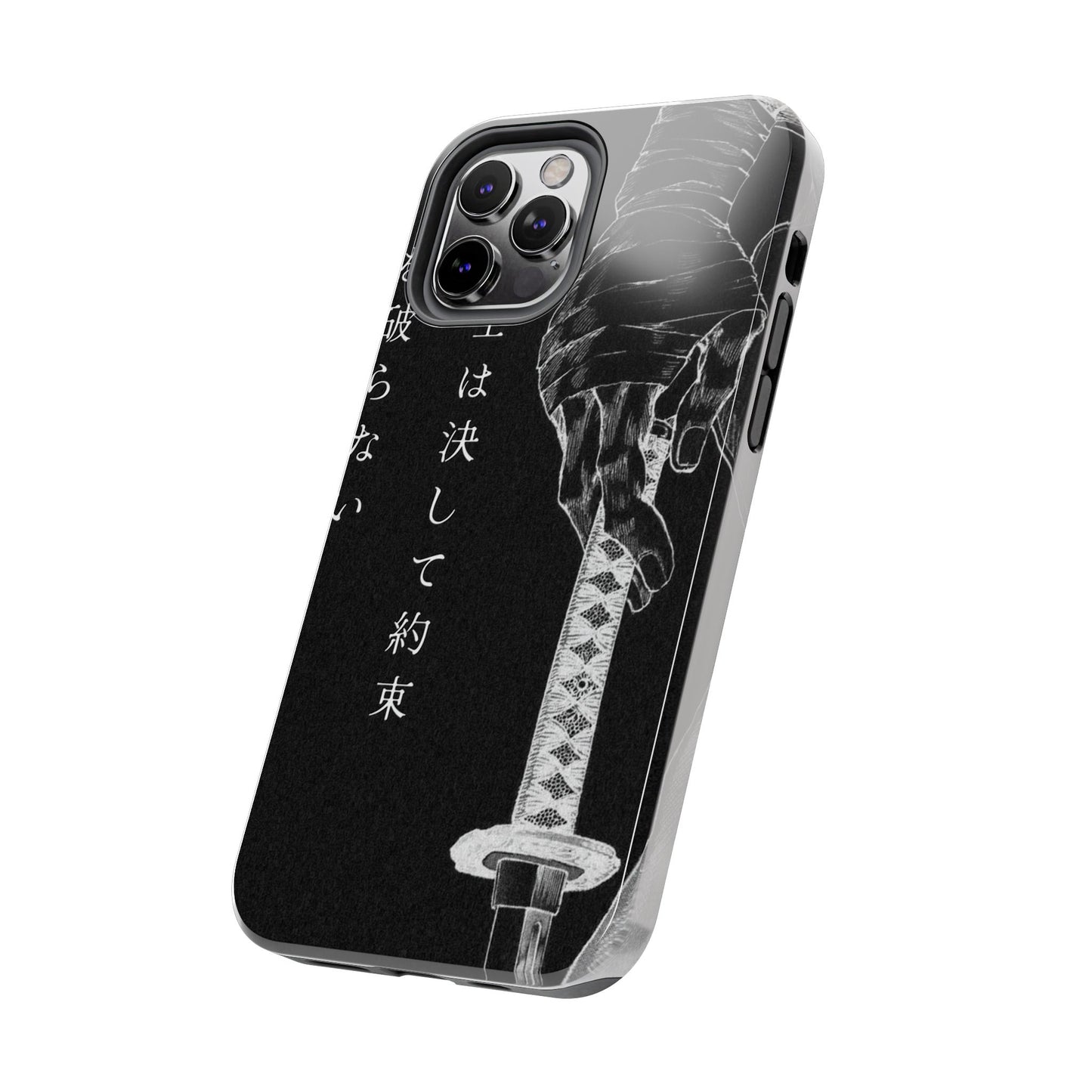 Samurai Vow Tough Phone Case — Black Katana Design with Japanese Text