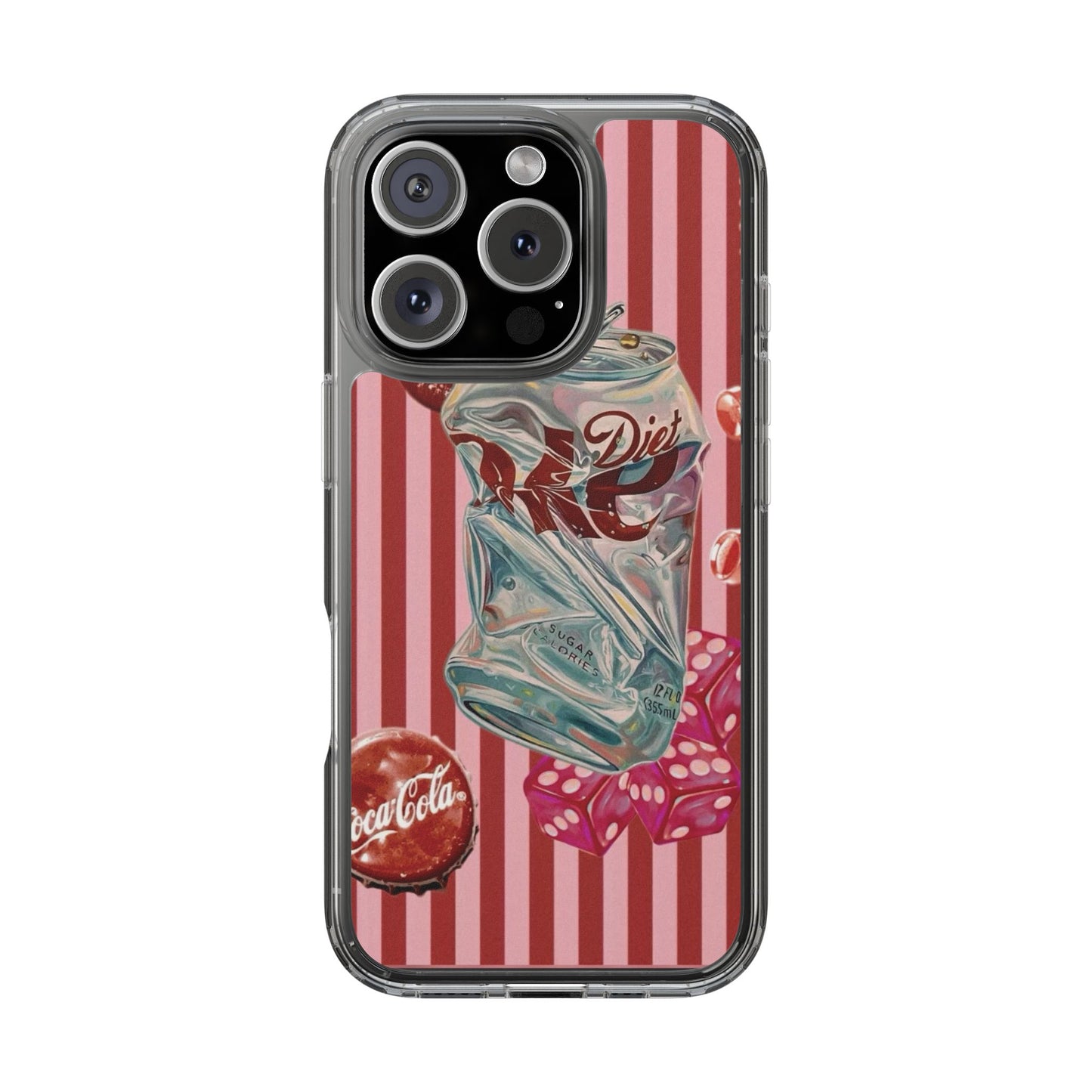 Diet Cola Crush Clear Phone Case – Retro Soda Pop Design