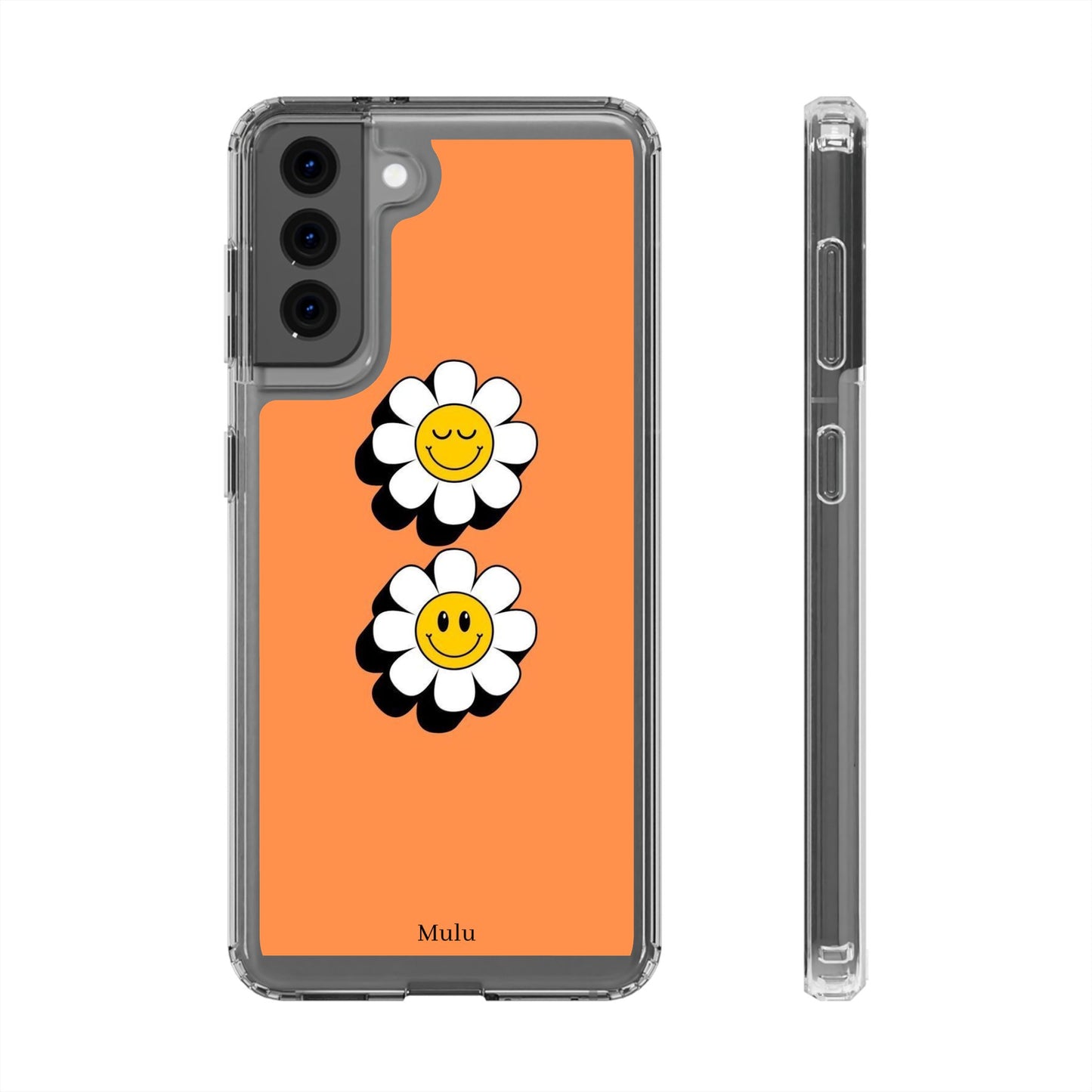 Phone Case — Orange Smiley Daisy Clear Impact‑Resistant Case