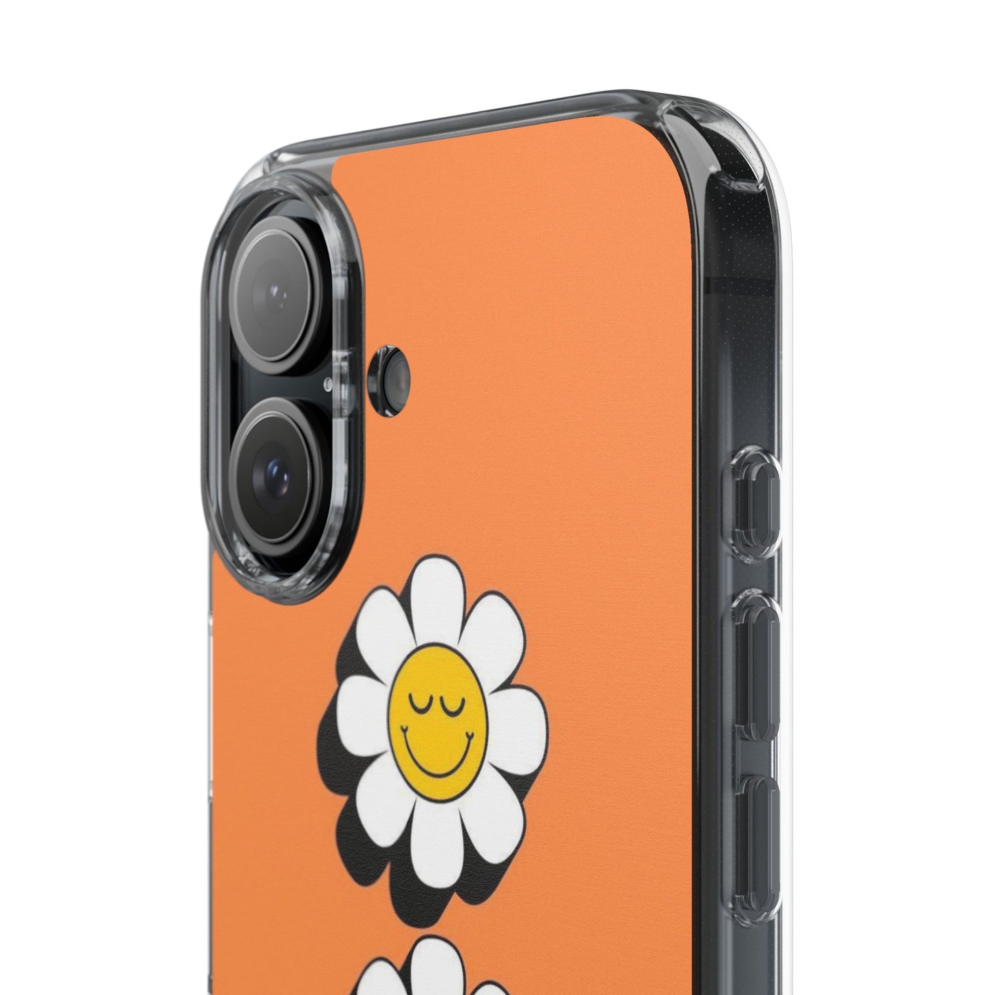 Phone Case — Orange Smiley Daisy Clear Impact‑Resistant Case