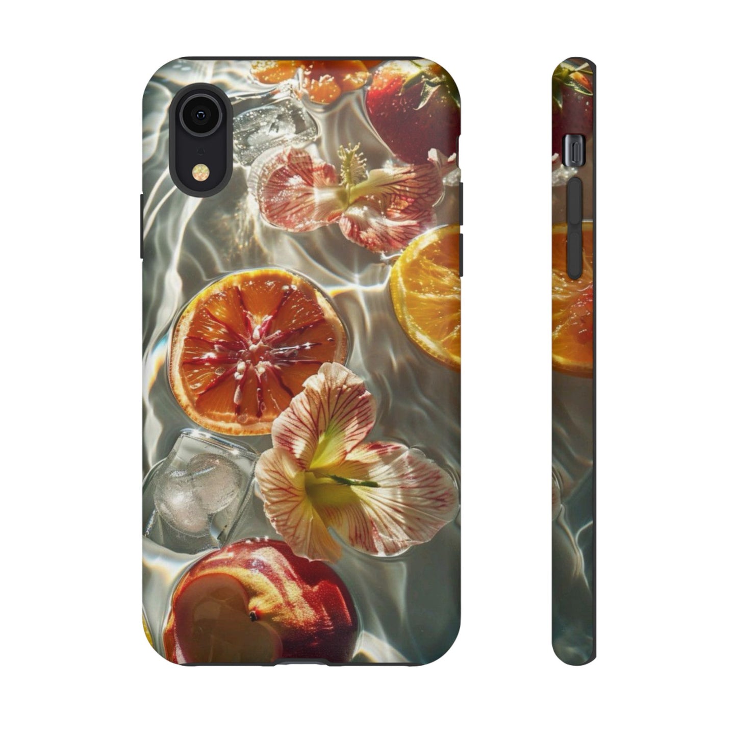 Citrus & Hibiscus Protective Phone Case – Summer Fruit Water Print Tough Case