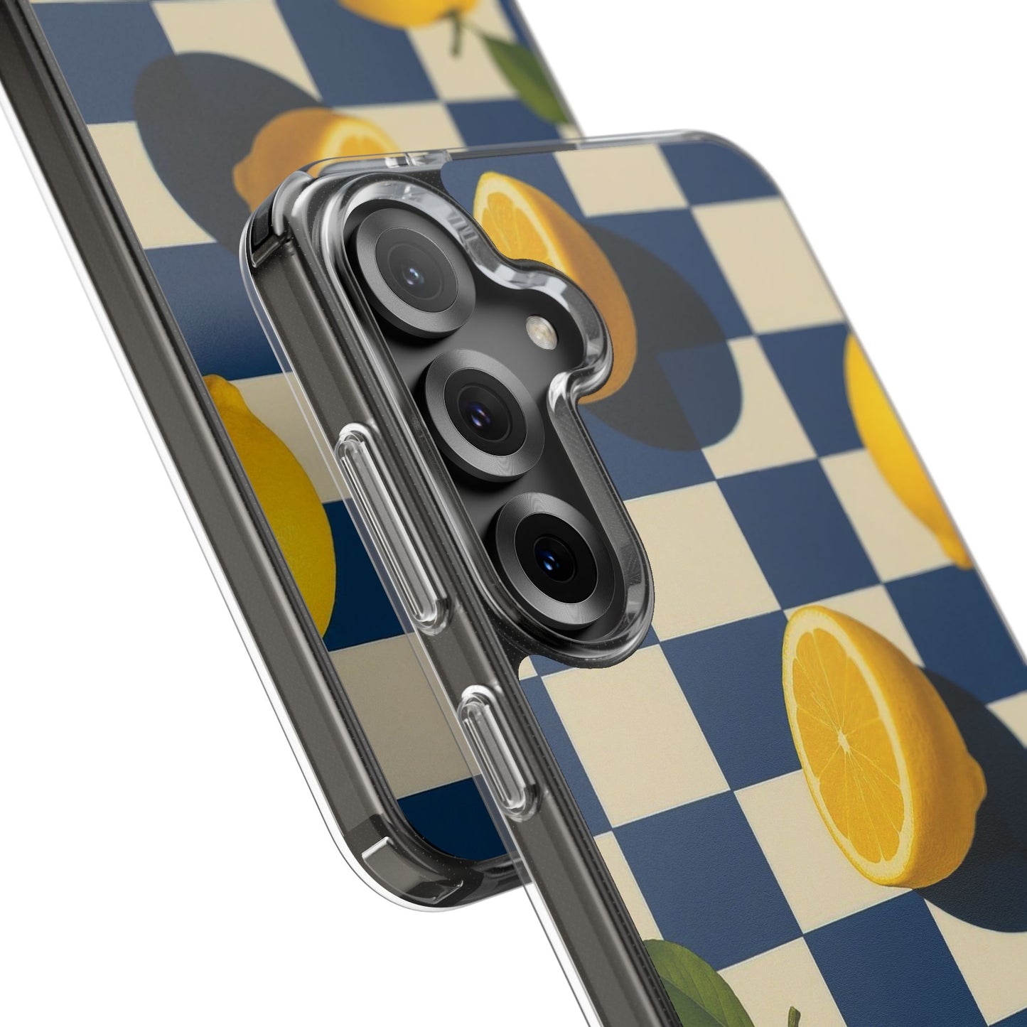 Clear Impact-Resistant Case — Retro Checkered Lemons Phone Case
