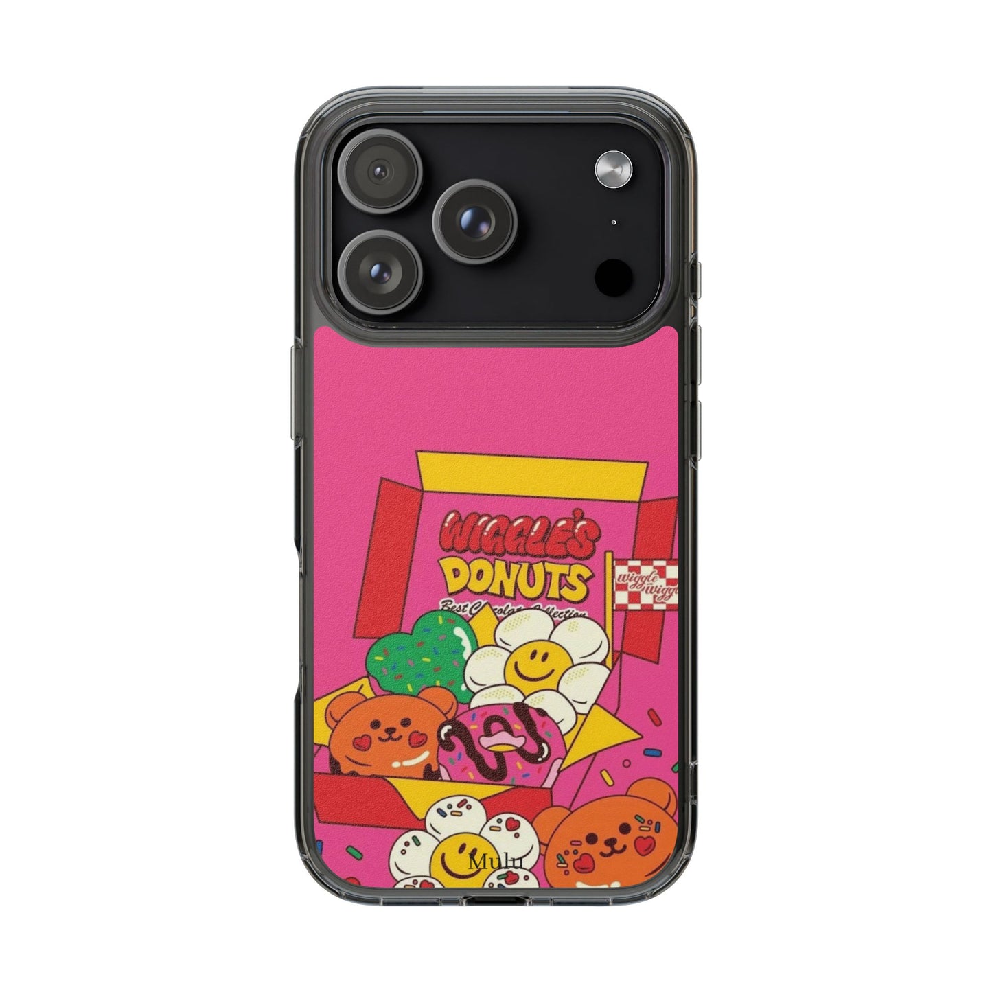 Donut Box Cute Phone Case — Clear Impact‑Resistant iPhone Cover with Smiling Donuts