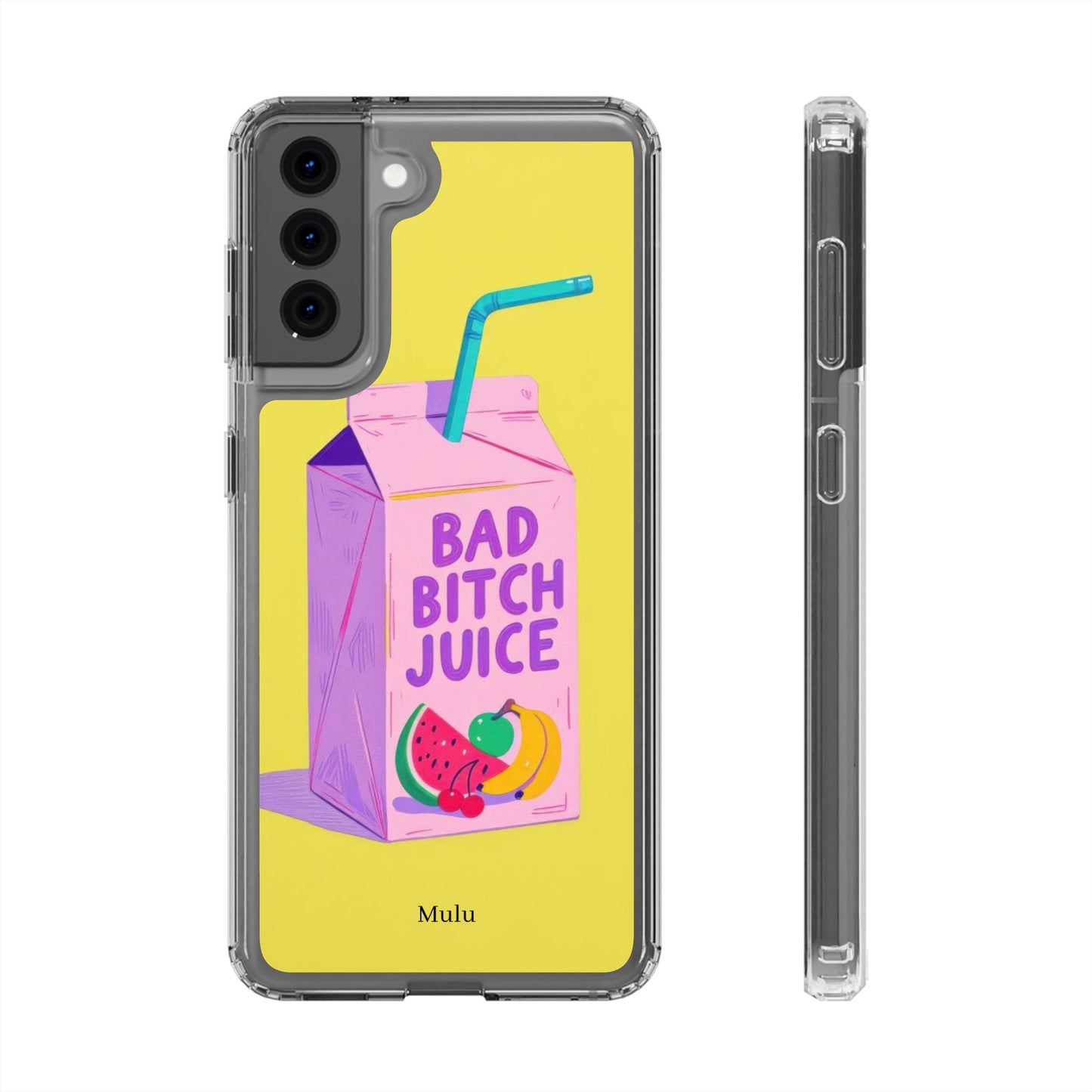 Clear Impact-Resistant Phone Case — "Bad Bitch Juice" Cartoon Juice Box Design