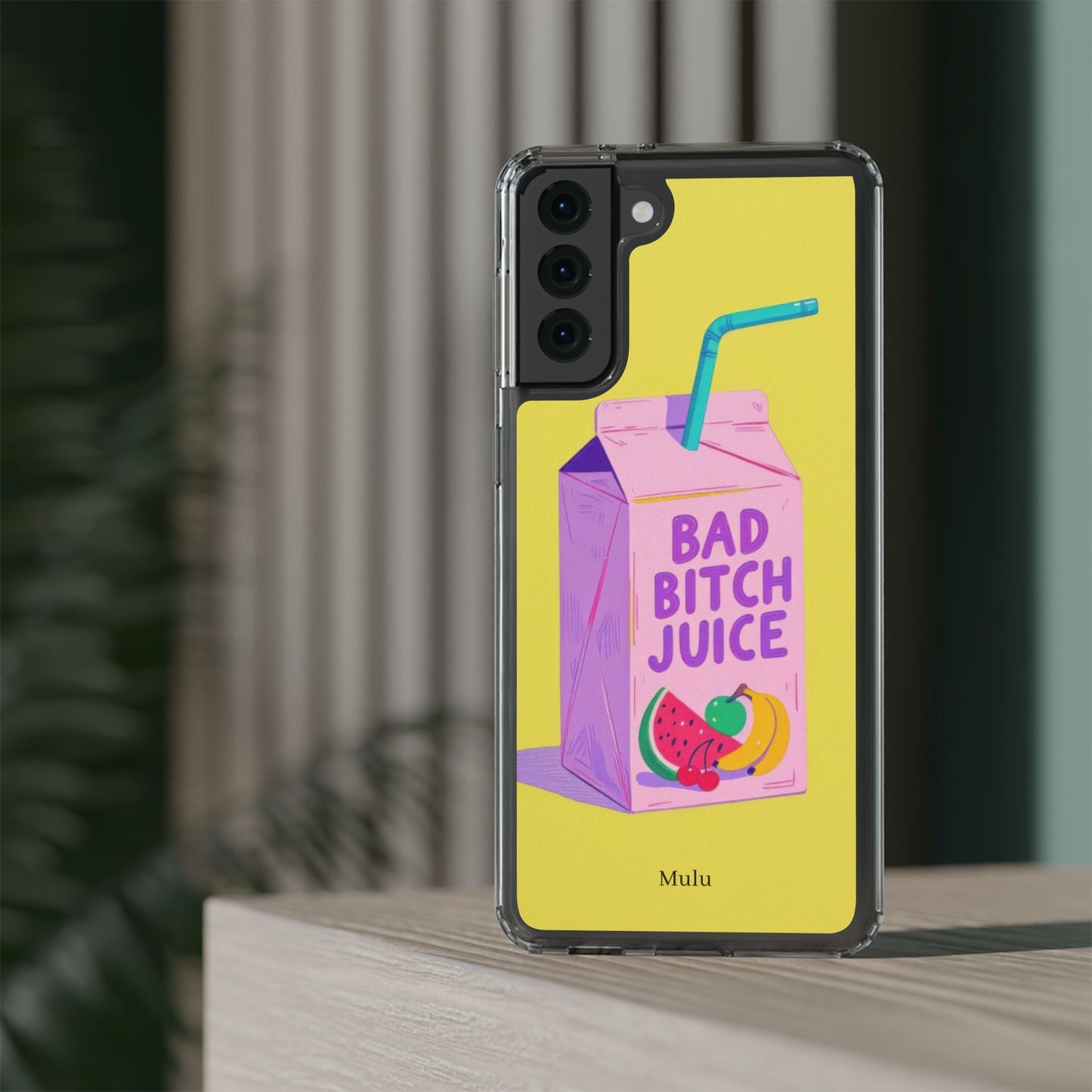 Clear Impact-Resistant Phone Case — "Bad Bitch Juice" Cartoon Juice Box Design