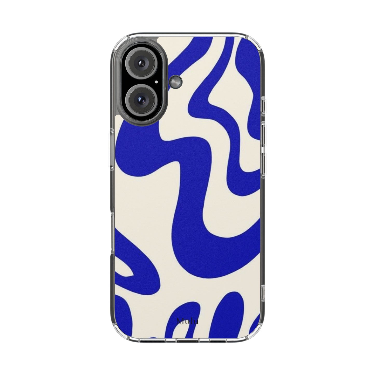 Clear Impact-Resistant Case — Blue Abstract Wavy Pattern