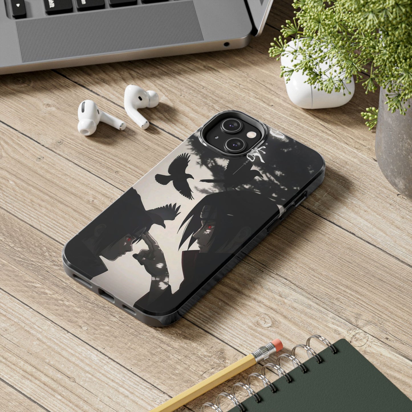 Anime Raven Silhouette Phone Case — Dark Red Eye Tough Protective Case