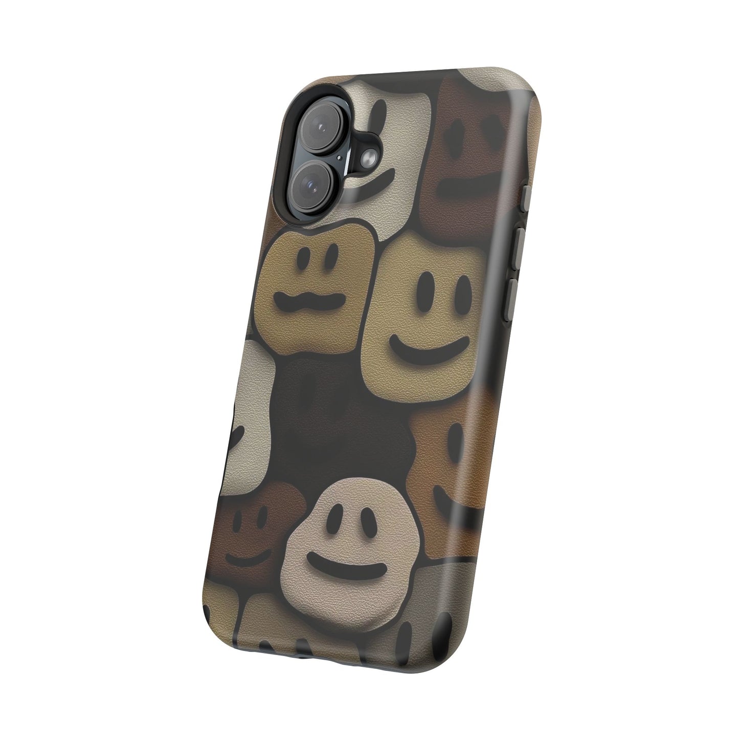 Magnetic Impact-Resistant Case — Brown Smiley Tile Phone Cover