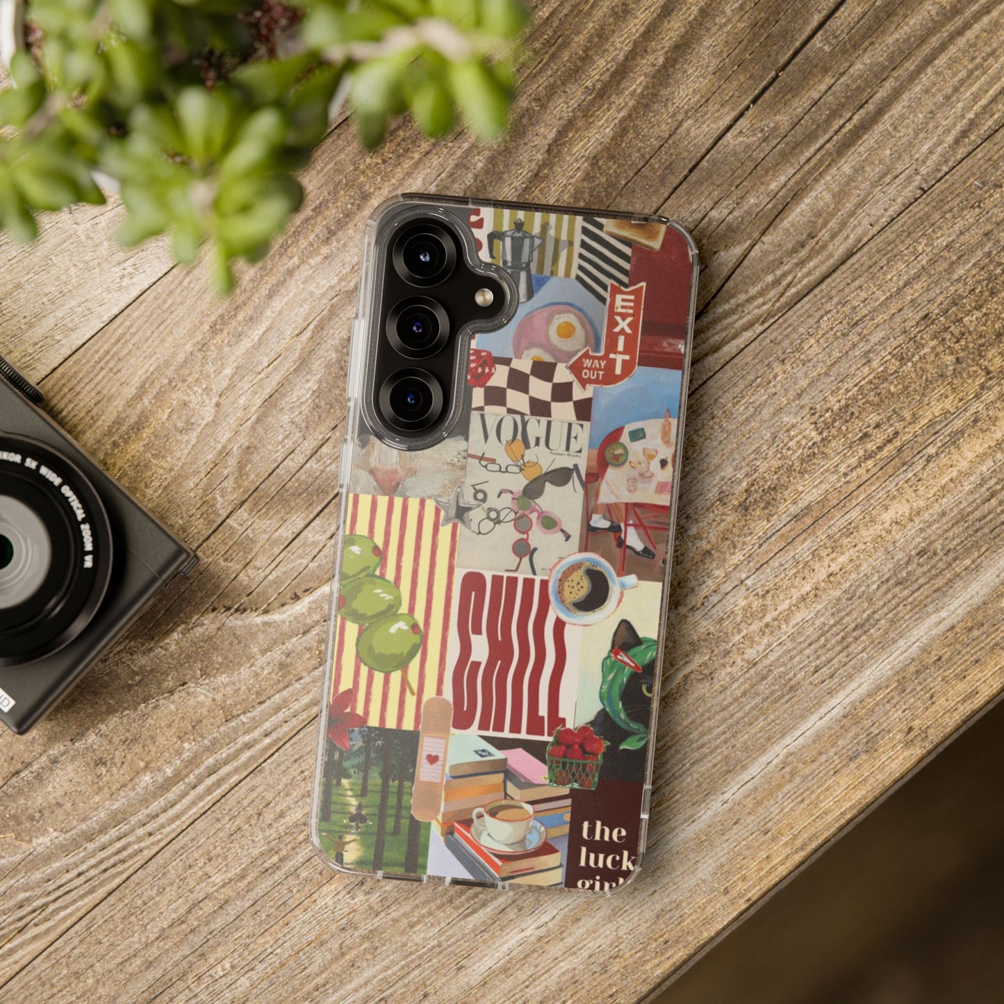 Collage Vintage Aesthetic Clear Impact-Resistant Phone Case