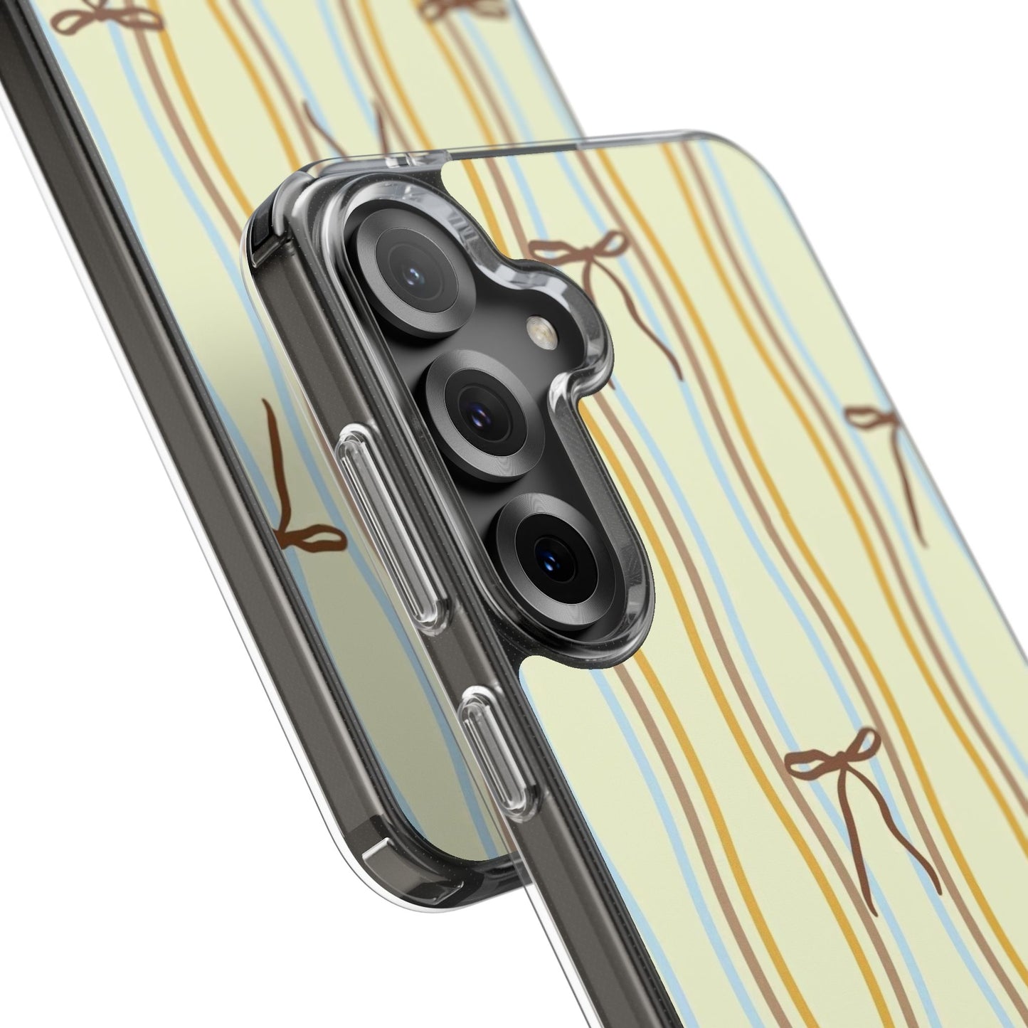Ballet Ribbon Stripe Clear Impact Phone Case — Pastel Yellow Protective Cover