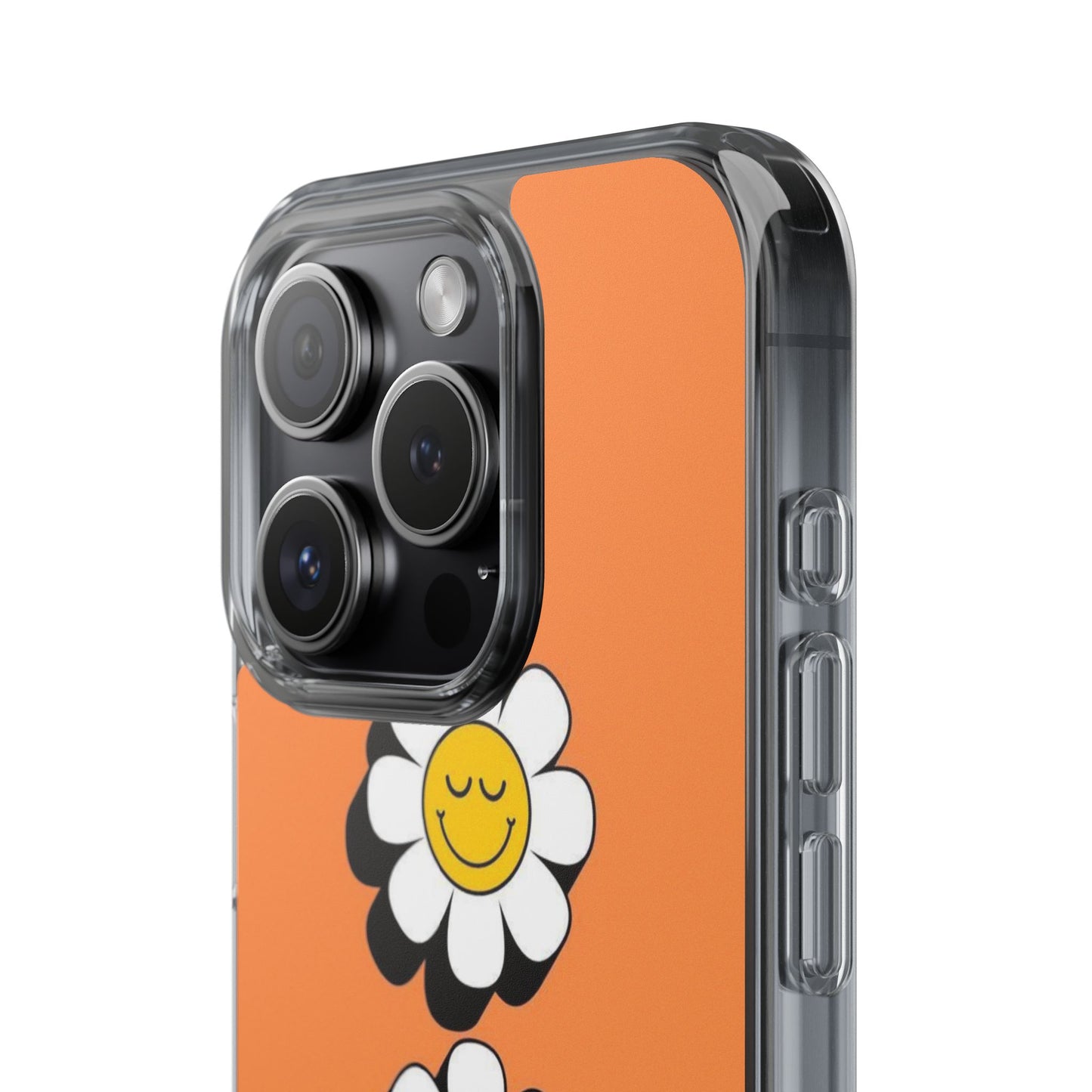 Phone Case — Orange Smiley Daisy Clear Impact‑Resistant Case
