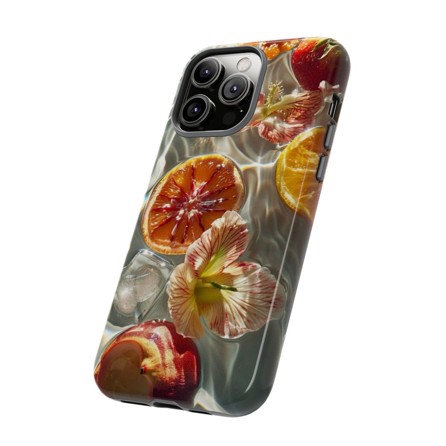Citrus & Hibiscus Protective Phone Case – Summer Fruit Water Print Tough Case