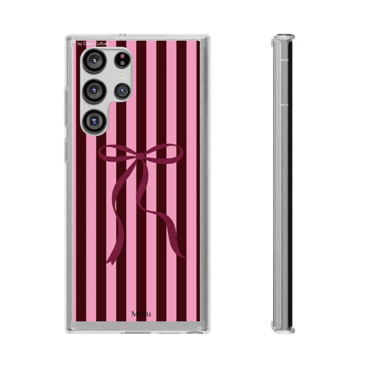 Pink Striped Ribbon Clear Impact-Resistant Phone Case