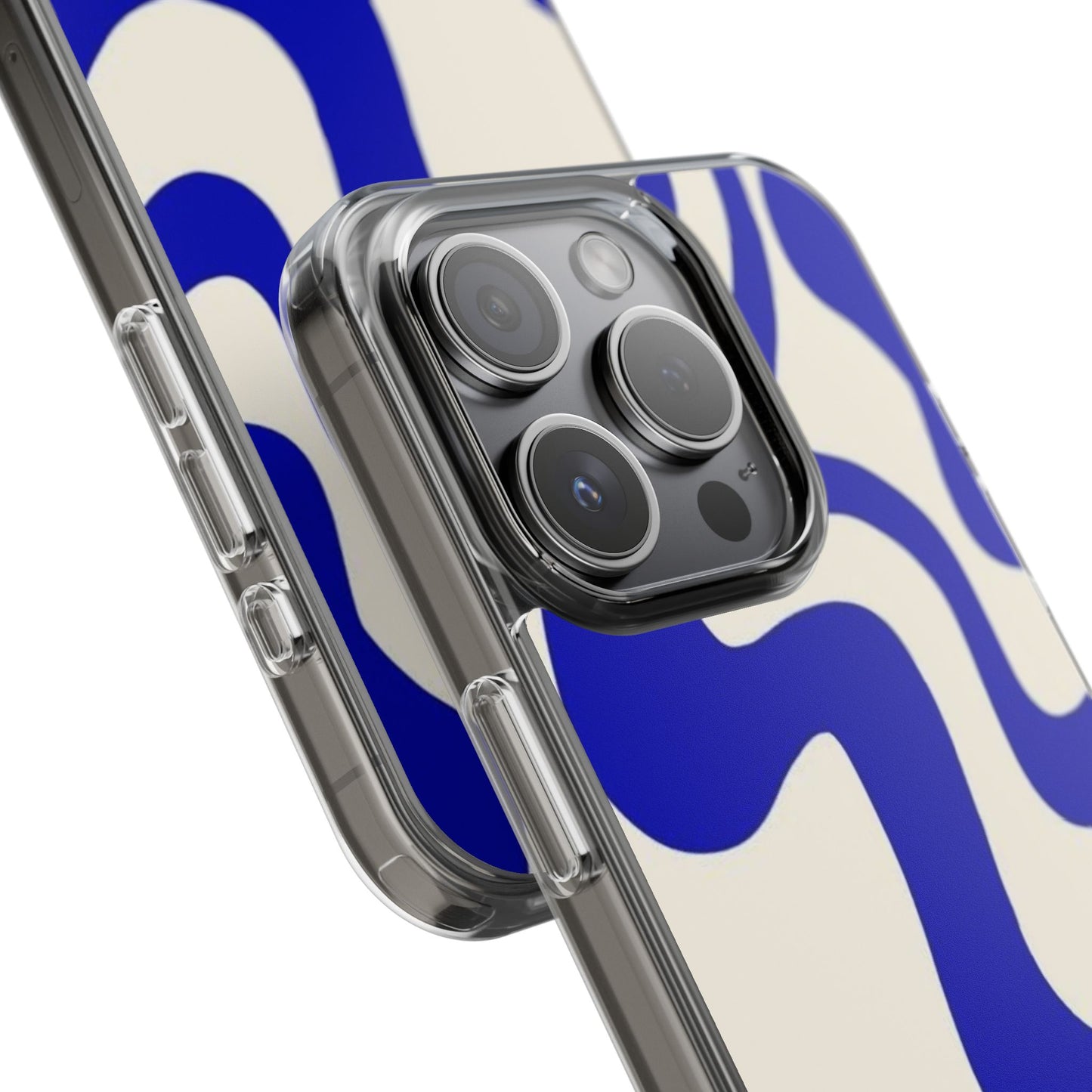 Clear Impact-Resistant Case — Blue Abstract Wavy Pattern