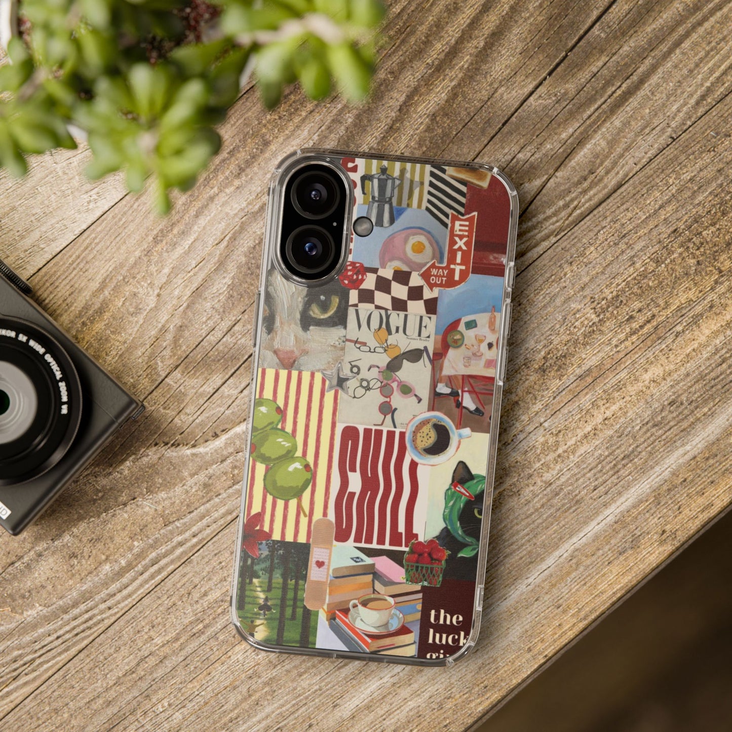 Collage Vintage Aesthetic Clear Impact-Resistant Phone Case