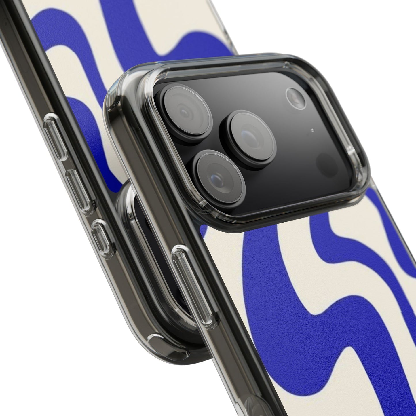 Clear Impact-Resistant Case — Blue Abstract Wavy Pattern
