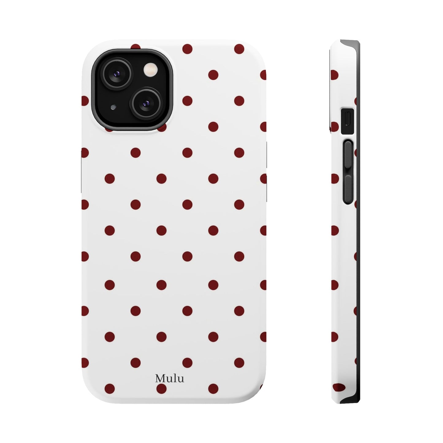 Polka Dot Magnetic Impact-Resistant Phone Case — Red Dots on White