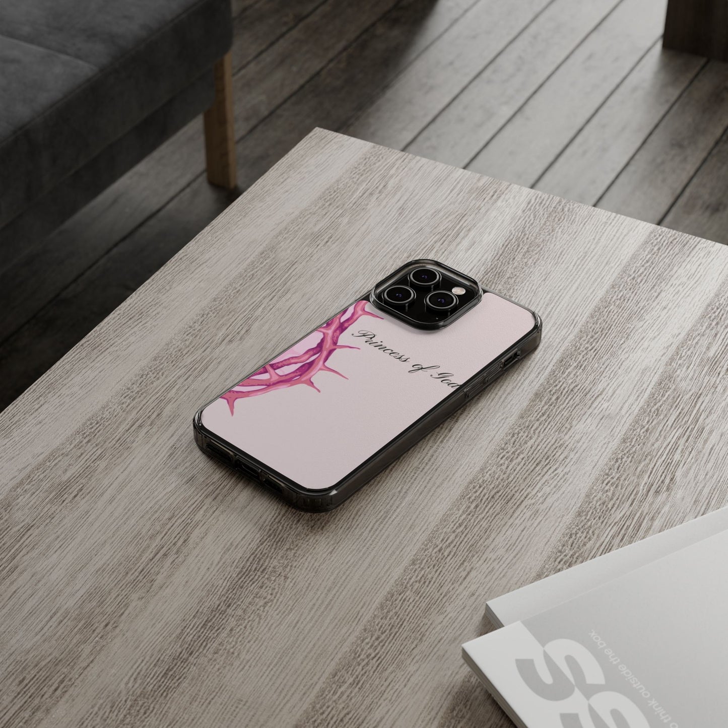 Phone Case — "Princess of God" Pink Crown of Thorns Clear Impact-Resistant Case