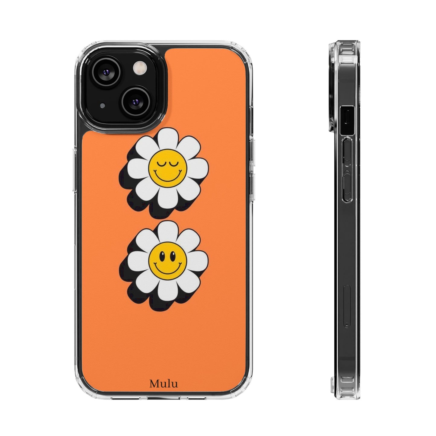 Phone Case — Orange Smiley Daisy Clear Impact‑Resistant Case