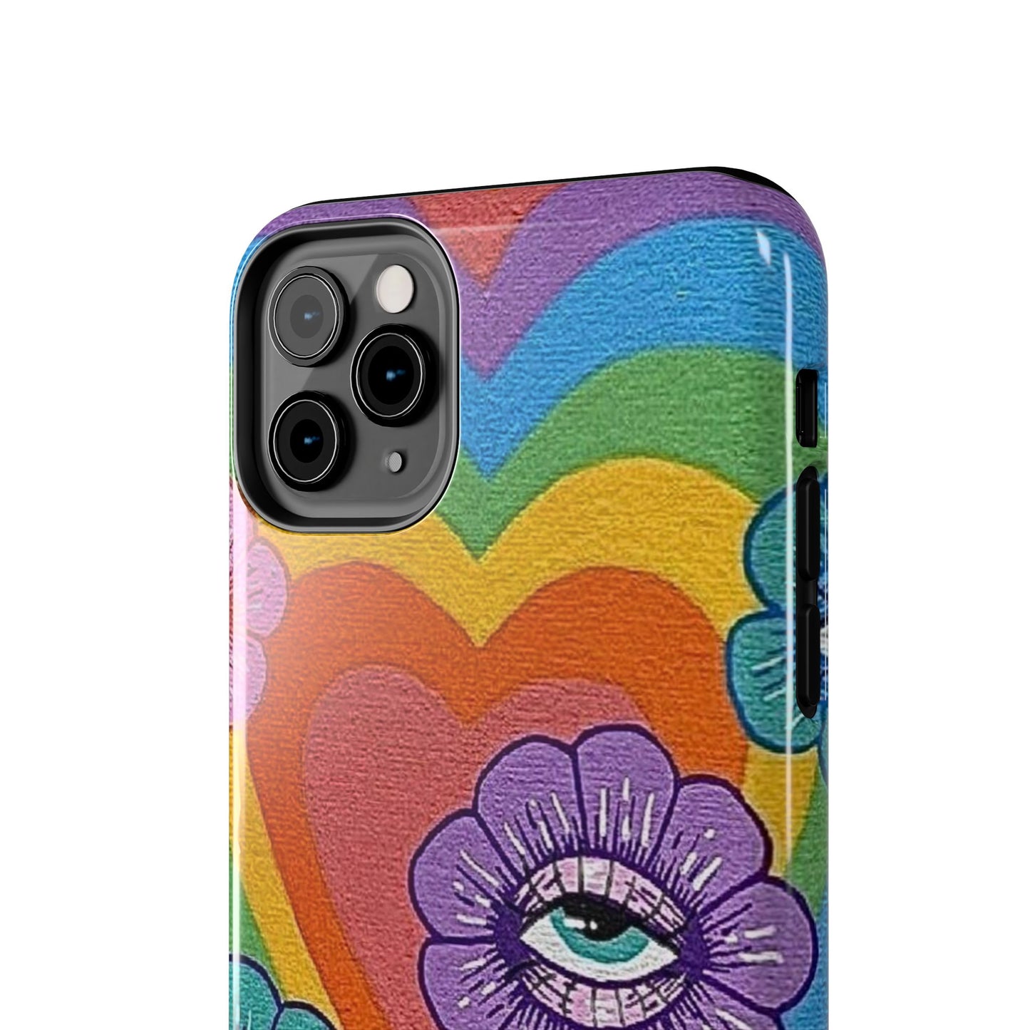 Psychedelic Eye Flower Tough Phone Case — Retro Rainbow Protective iPhone Cover
