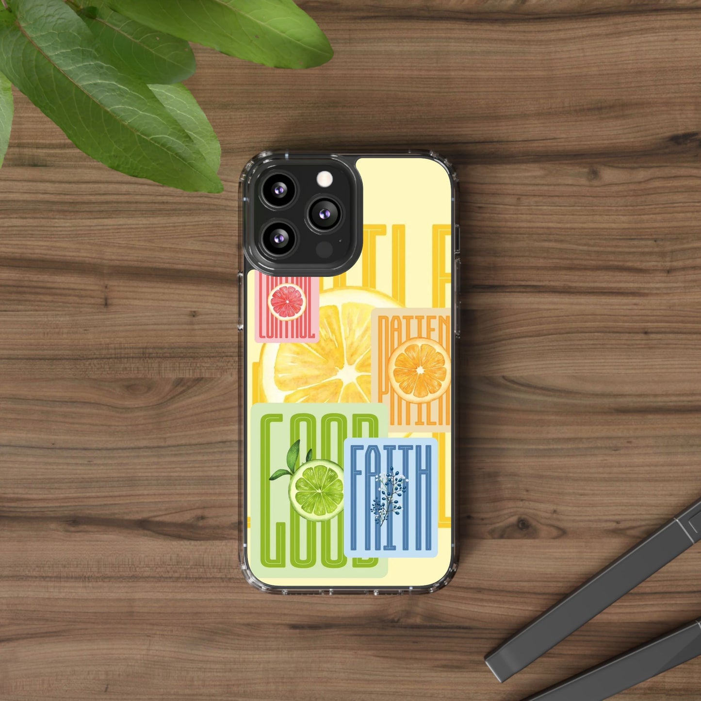 Clear Phone Case — Citrus Fruit Typography "Good Faith" Design