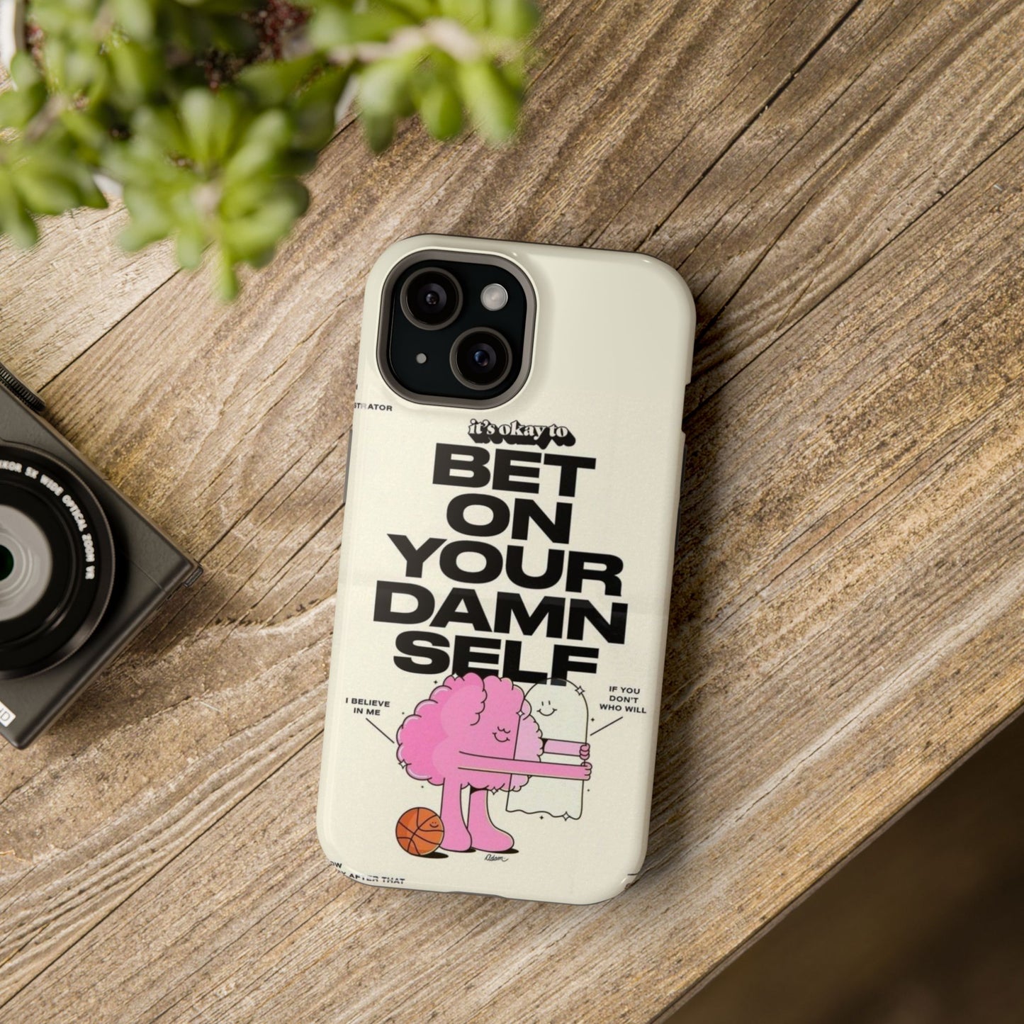 Magnetic Impact-Resistant Case — "Bet On Your Damn Self" Motivational Phone Cover
