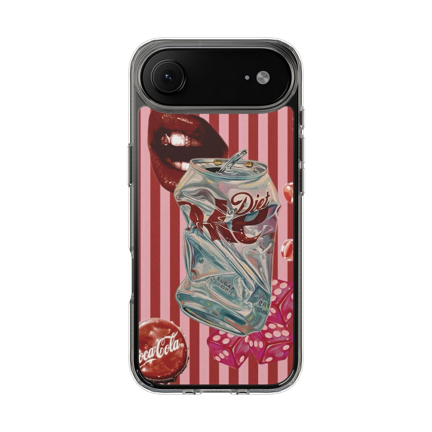 Diet Cola Crush Clear Phone Case – Retro Soda Pop Design