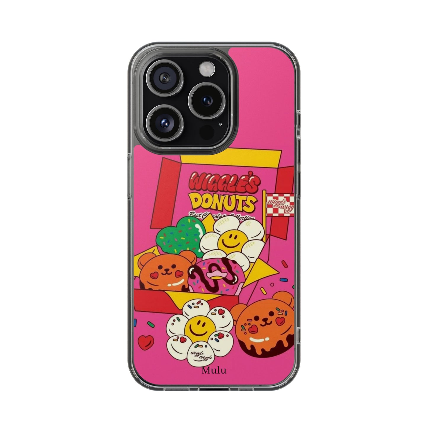 Donut Box Cute Phone Case — Clear Impact‑Resistant iPhone Cover with Smiling Donuts