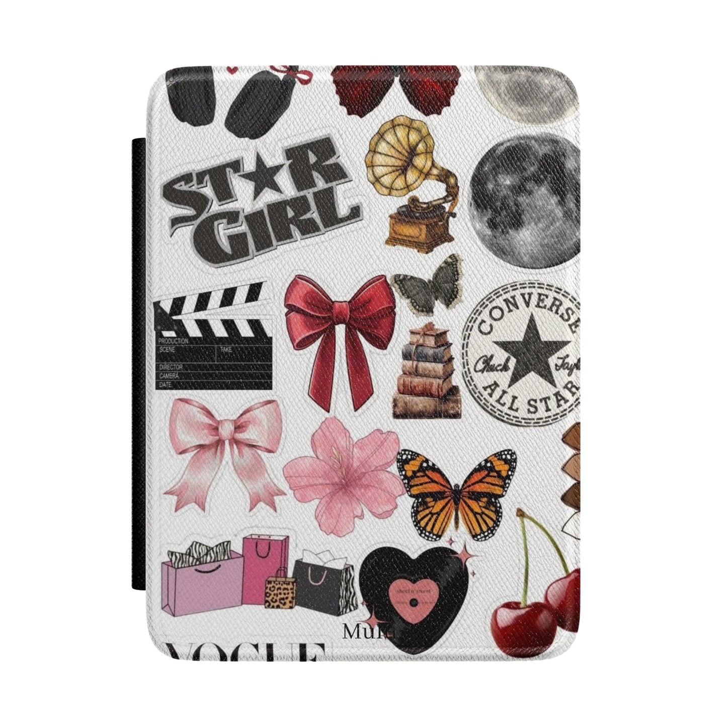 Star Girl Sticker Collage Kindle Case — Cute Butterfly Bow Vintage Icons eReader Cover