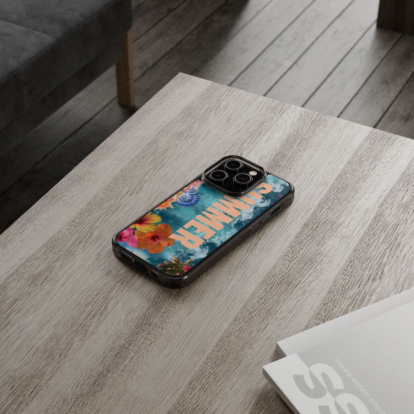 Summer Floral Clear Impact Phone Case — "SUMMER" Tropical Hibiscus Design