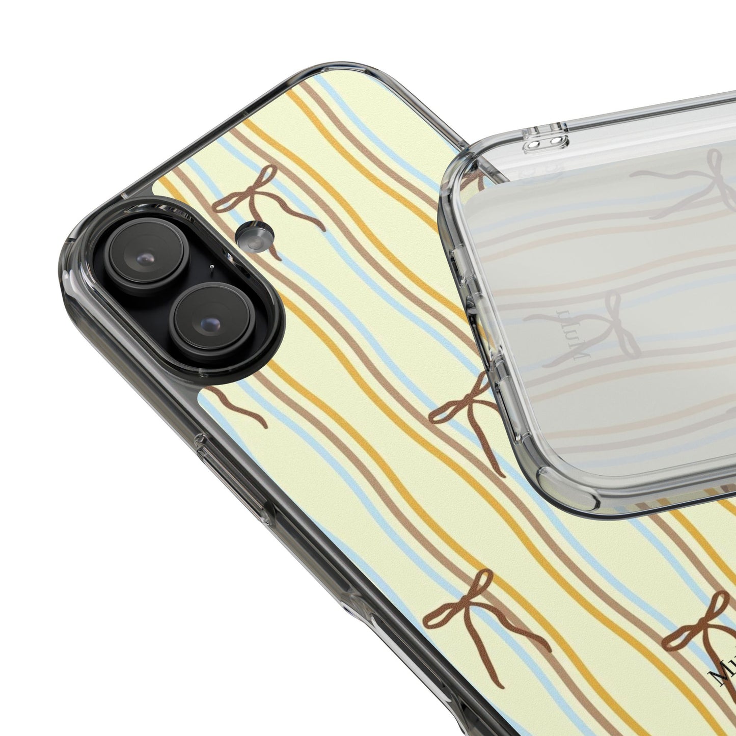 Ballet Ribbon Stripe Clear Impact Phone Case — Pastel Yellow Protective Cover