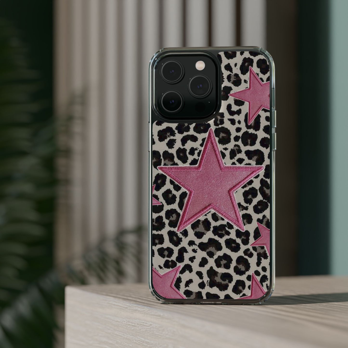 Pink Star Leopard Clear Impact Phone Case
