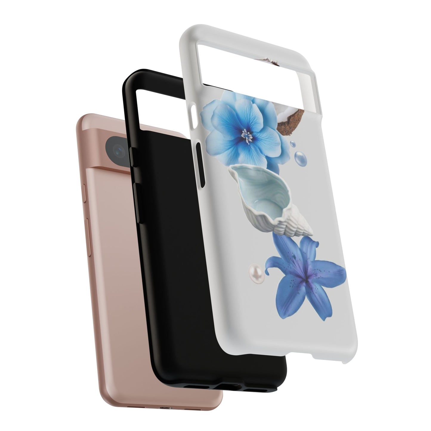 Tropical Blue Floral Phone Case — Coconut, Shell & Starfish Design