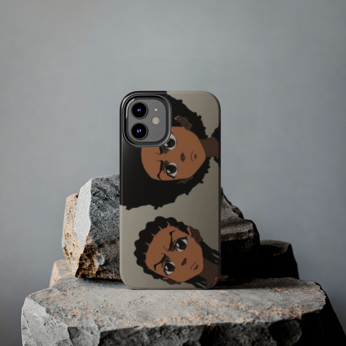 Tough Phone Case — Afro Anime Duo Face Design, Protective Shockproof Cover