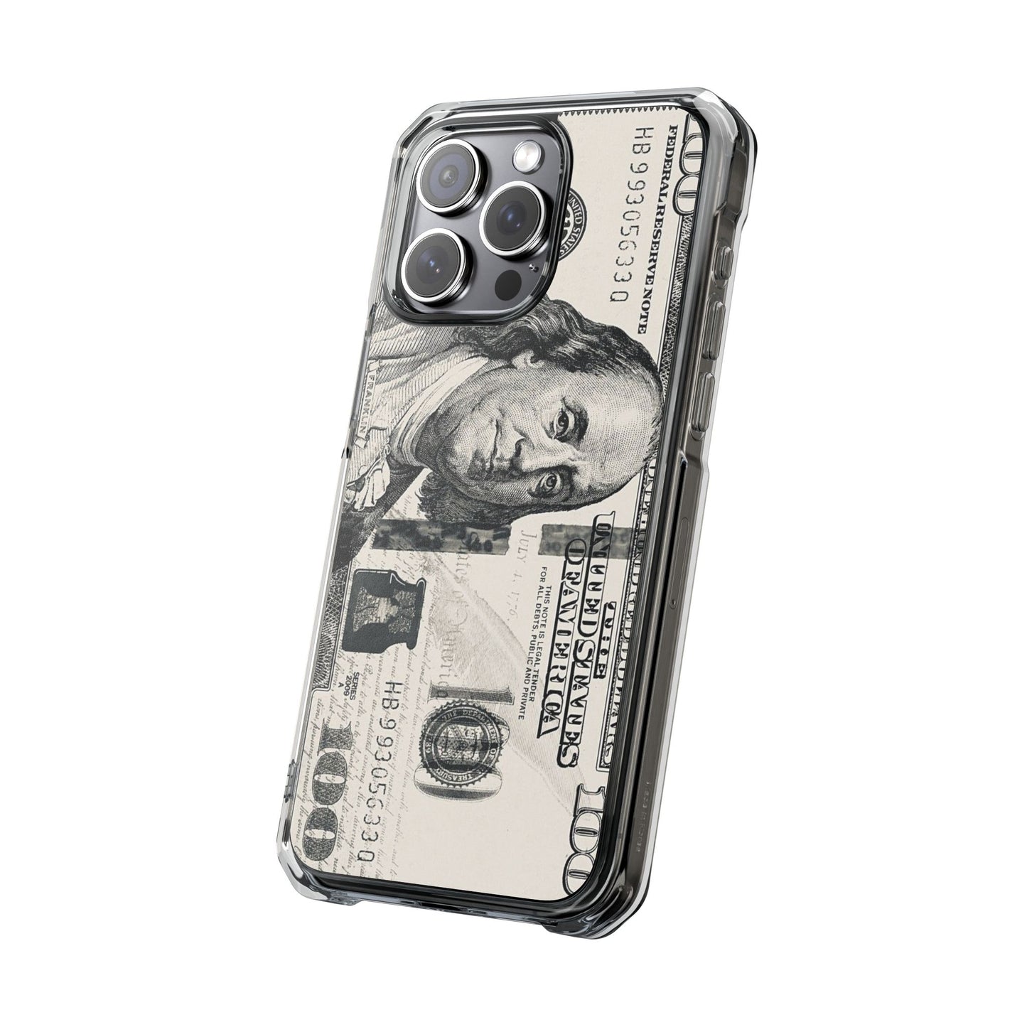 Clear Magnetic Phone Case — Hundred Dollar Bill Design