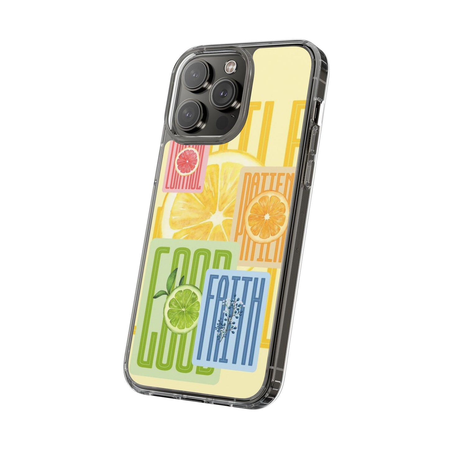 Clear Phone Case — Citrus Fruit Typography "Good Faith" Design