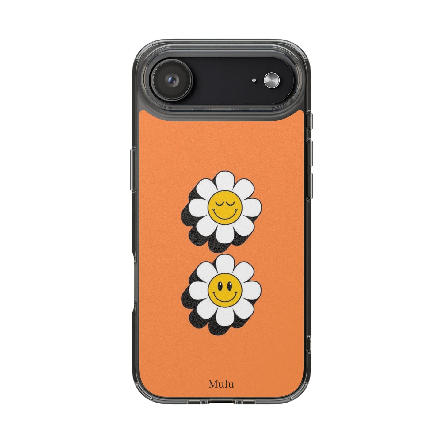 Phone Case — Orange Smiley Daisy Clear Impact‑Resistant Case