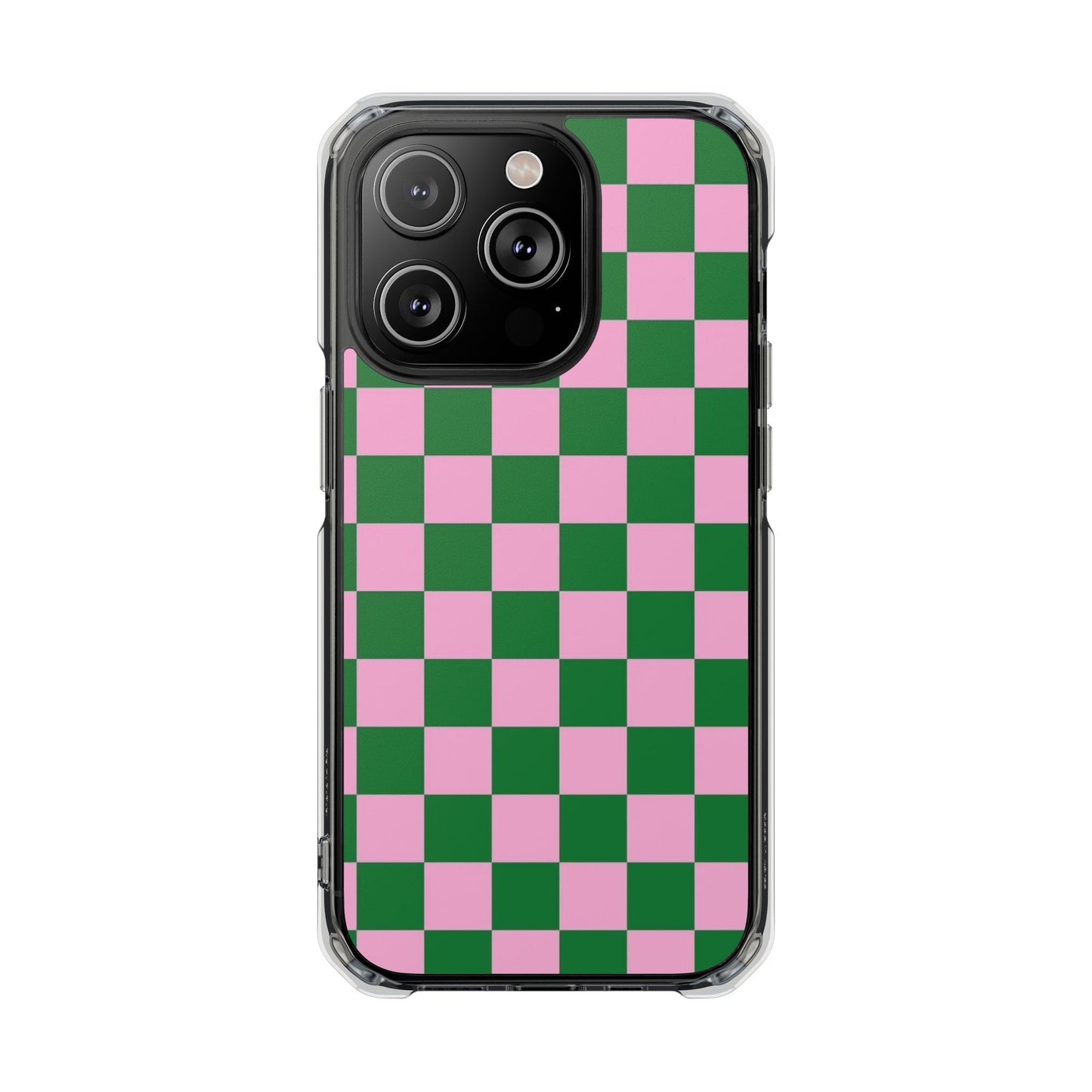 Pink & Green Checkerboard Magnetic Clear Phone Case