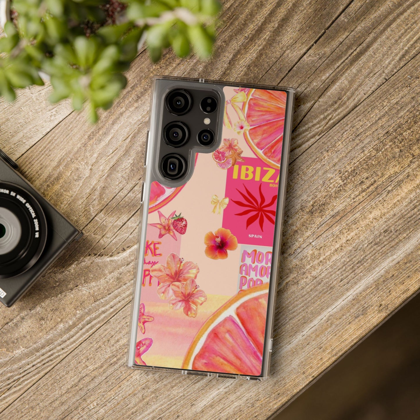 Clear Impact Phone Case — Pink Ibiza Citrus Floral Design