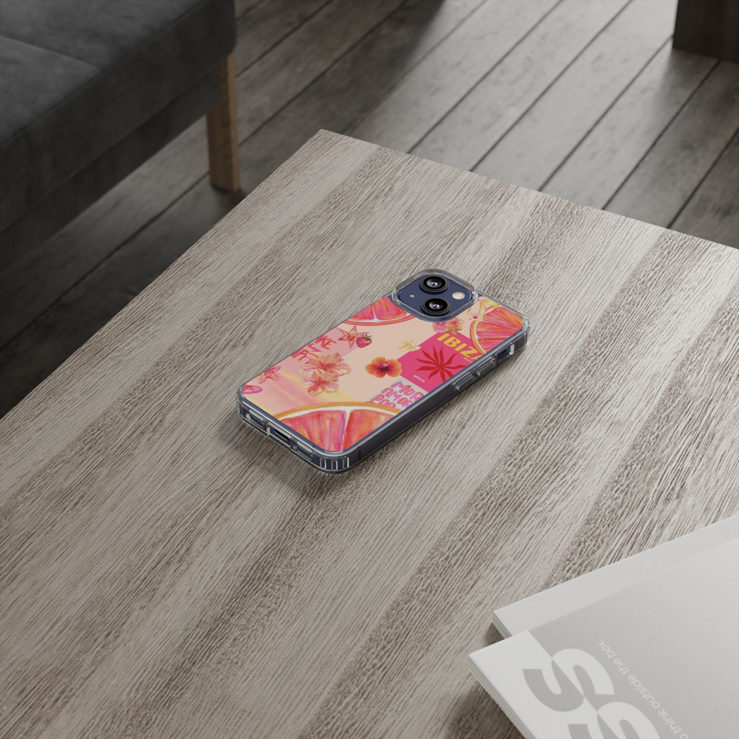 Clear Impact Phone Case — Pink Ibiza Citrus Floral Design