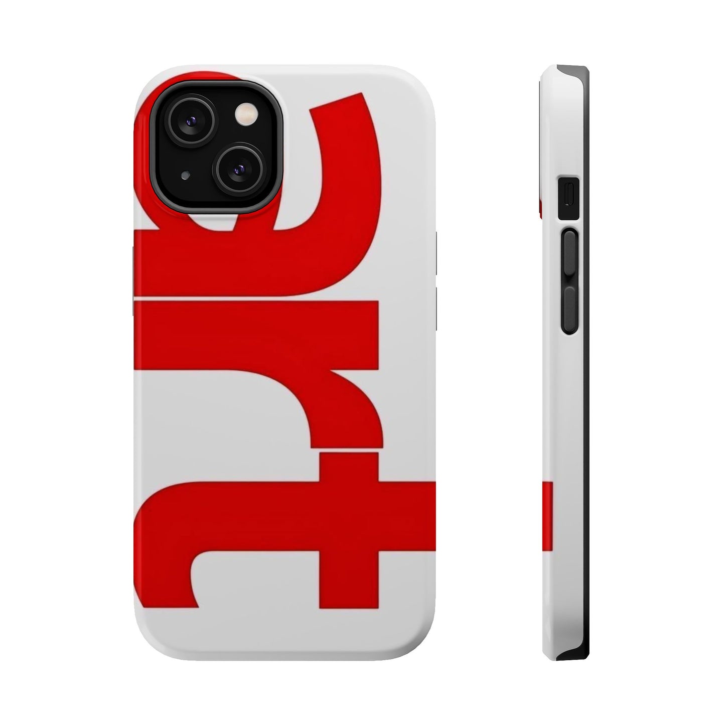 Magnetic Impact-Resistant Phone Case — Bold Red Typographic Design