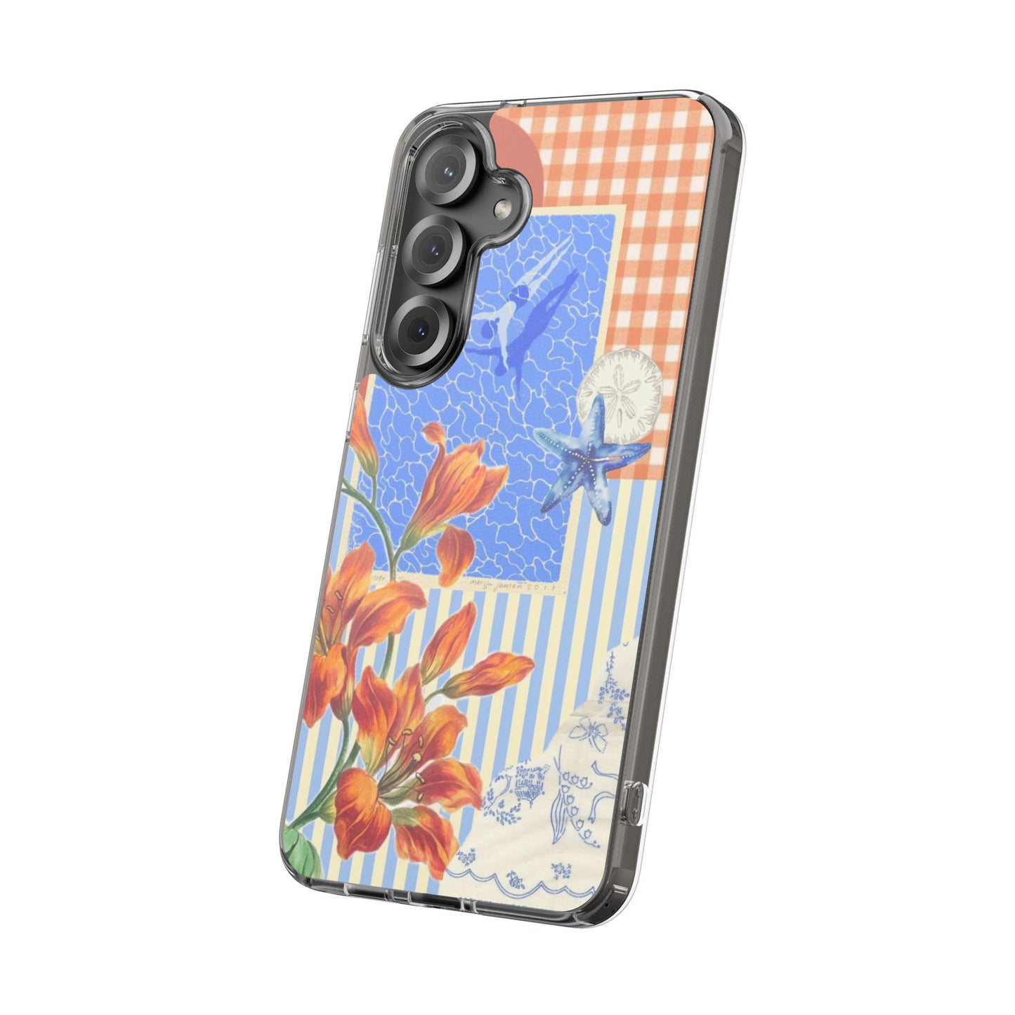 Floral Patchwork Clear Impact-Resistant Phone Case