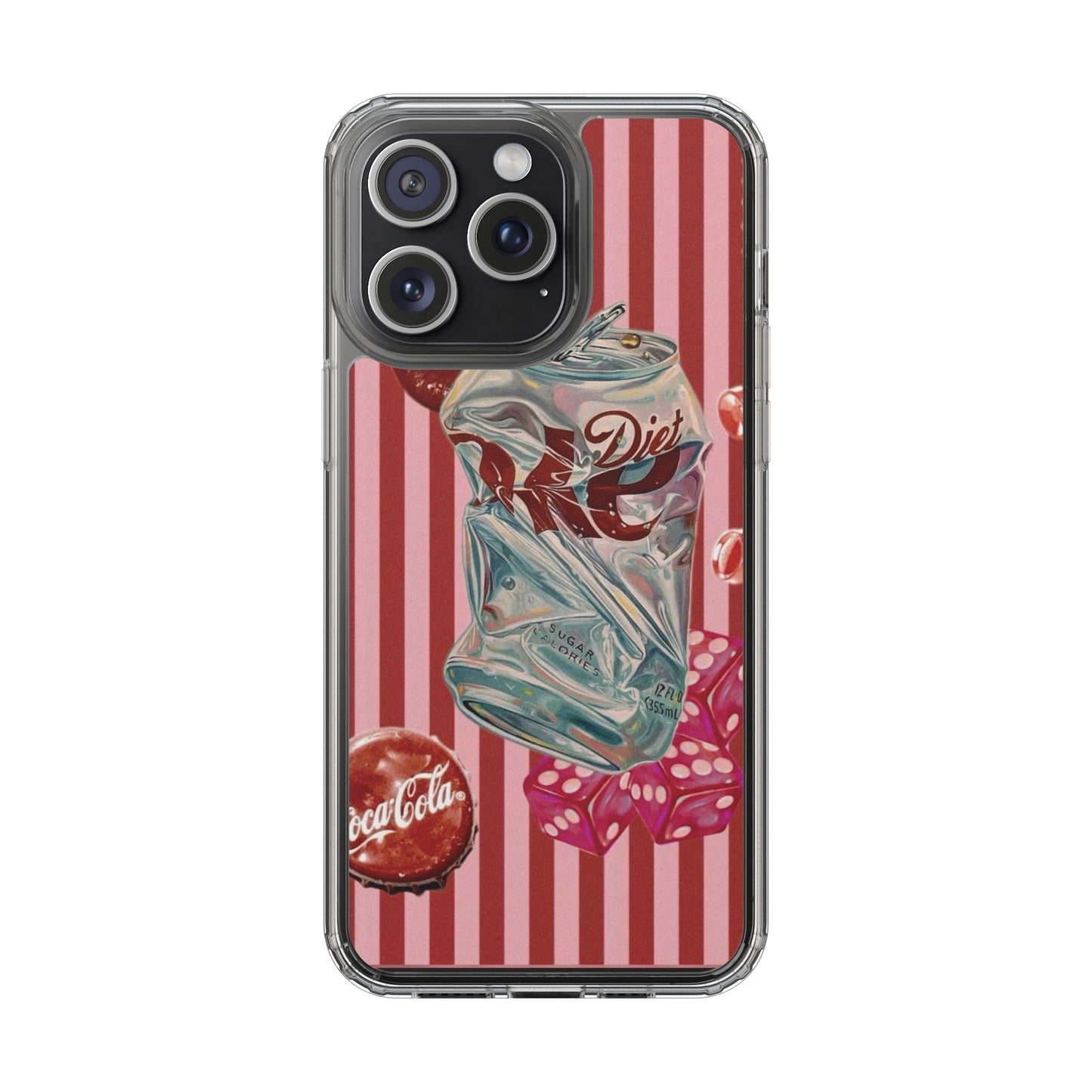 Diet Cola Crush Clear Phone Case – Retro Soda Pop Design