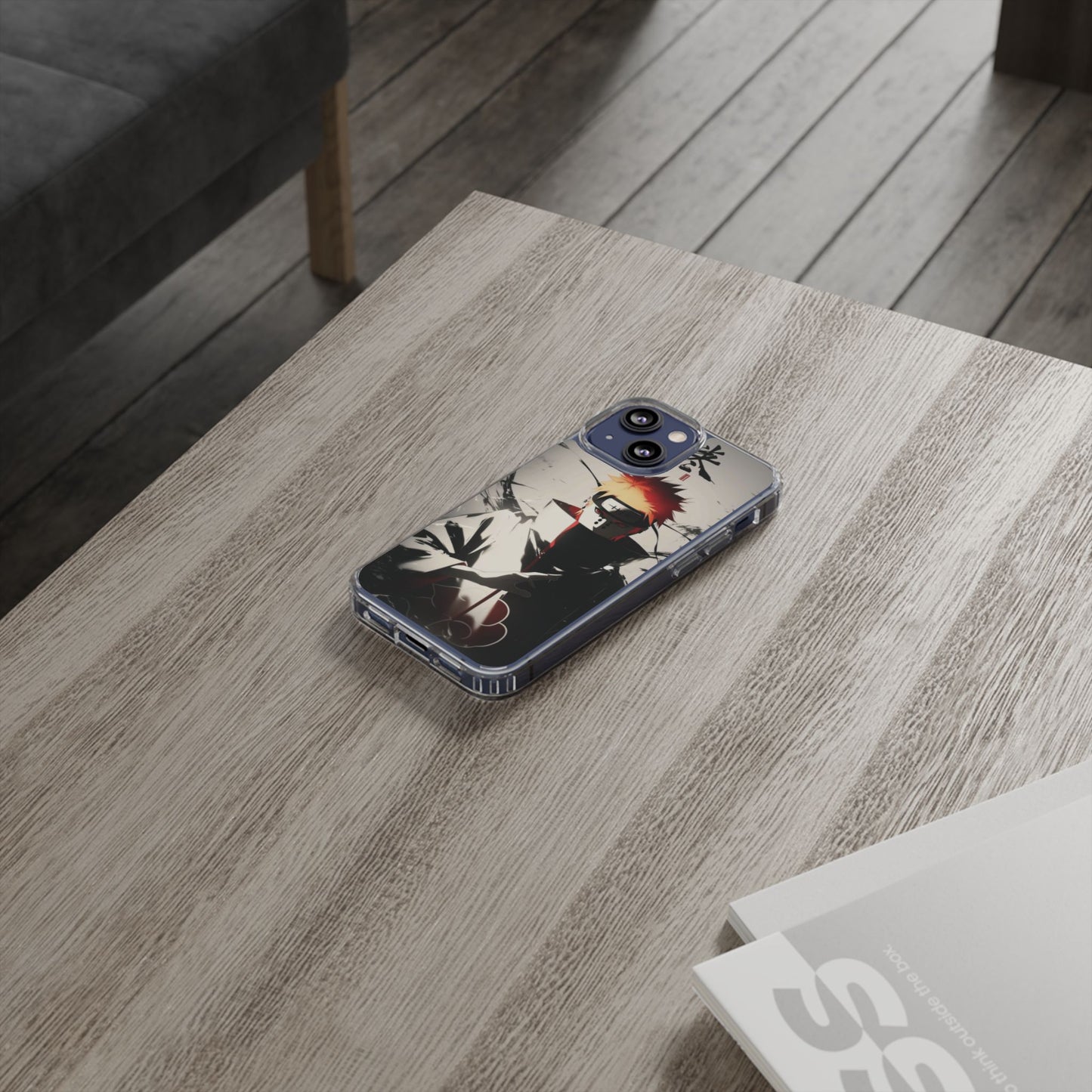 Clear Impact-Resistant Phone Case — Anime Akatsuki Shadow Design