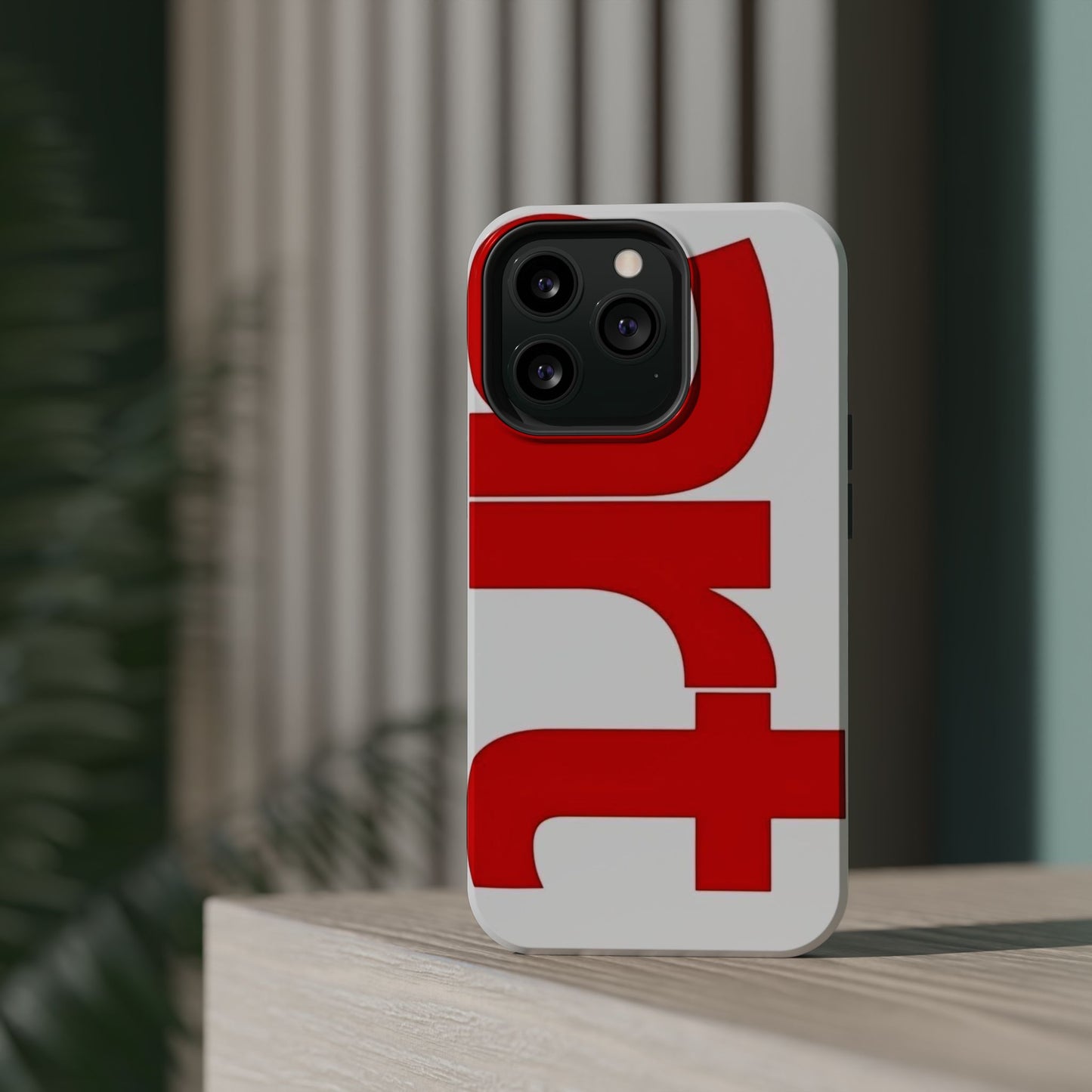 Magnetic Impact-Resistant Phone Case — Bold Red Typographic Design